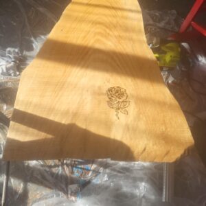 Live Edge Table- Wood-Burned Rose