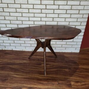 Dark-Stained Live Edge Accent Table – Tripod Base